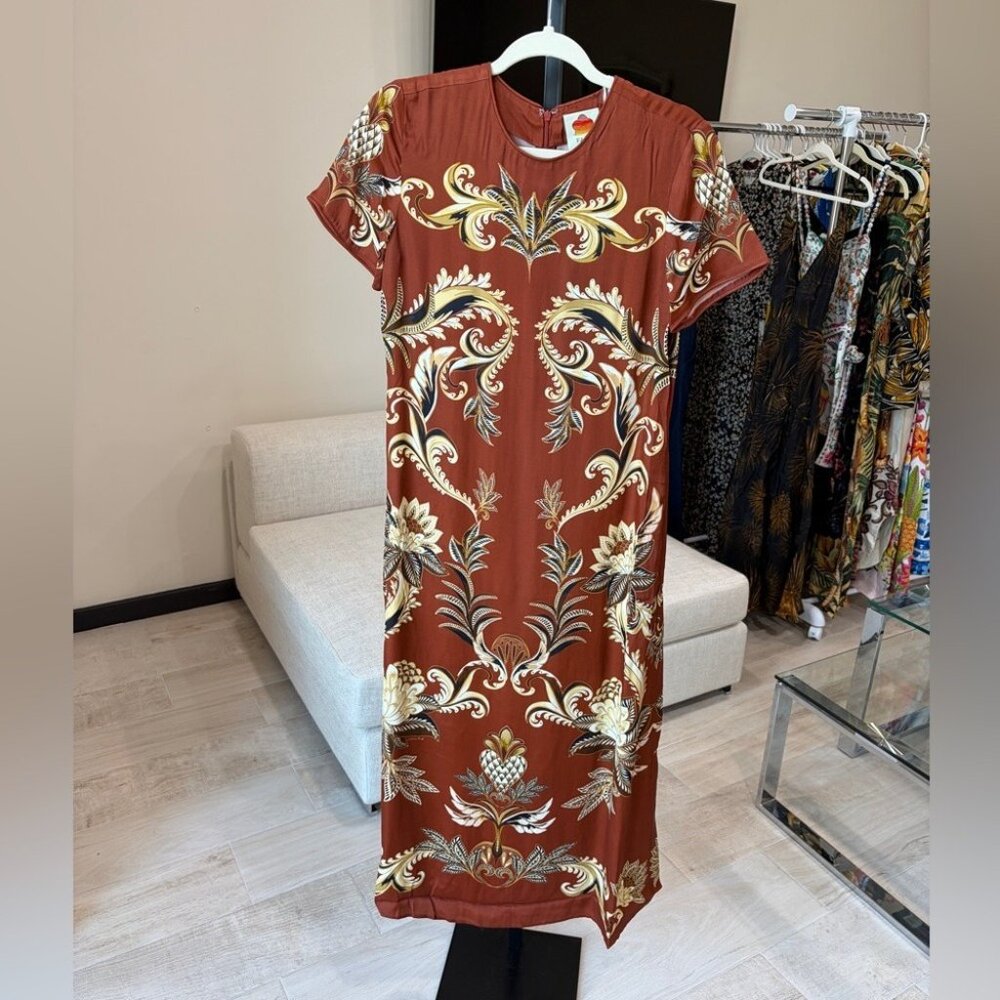 FR: Orange Arabesque Paradise Viscose MaxiDress - Picture 5 of 11